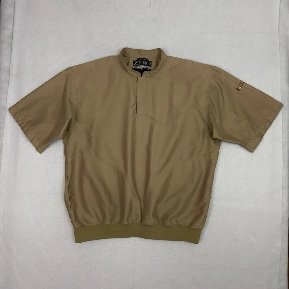 Zero Restriction Mens XL Golf Windshirt Beige Short Sleeve Pullover Anorak